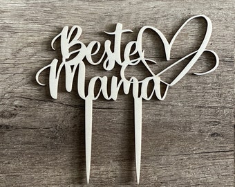 CAKE TOPPER Beste Mama Holz Kuchenstecker Stecker Muttertag Mama Torte