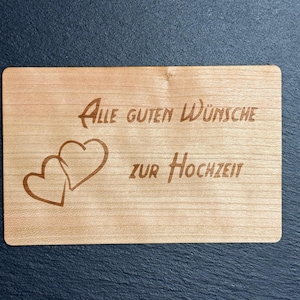 Tarjeta de felicitación tarjeta de regalo de madera tarjeta de regalo todos los buenos deseos para la boda tarjeta de boda tarjeta de madera sostenible tarjeta de felicitación madera
