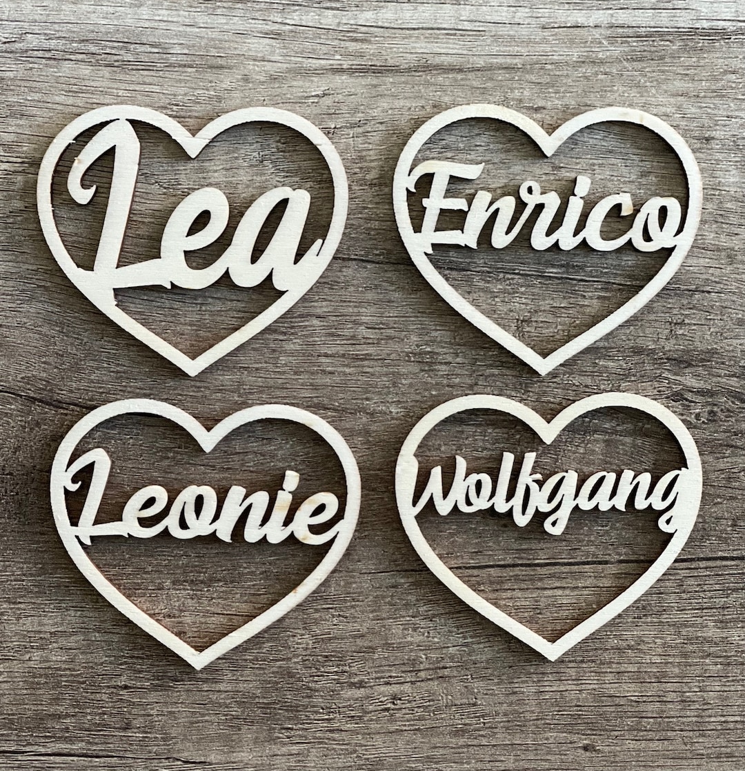 Heart With Name Name Plate Personalized With Name Place Card Guest Gift
