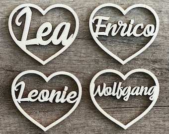 Heart with name name plate personalized with name place card guest gift