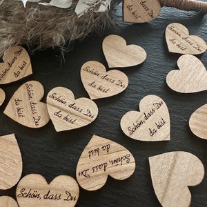 50 decorazioni sparse decorazioni da tavolo a forma di cuore in legno, bello che tu sia qui, cuori decorativi, cuore sparso, matrimonio, compleanno, decorazione da tavolo, decorazione artigianale, artigianato