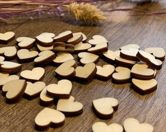 100 Streudeko Holz Herz Tischdeko Natur Hochzeit Dekoherzen Streuteile MINI Hell