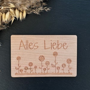 Tarjeta de felicitación de madera Tarjeta de madera Todo lo mejor Regalo de flores Tarjeta regalo sostenible