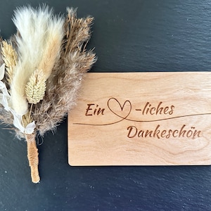 Tarjeta de felicitación de madera tarjeta de regalo "Un sincero agradecimiento" tarjeta de regalo gracias corazón
