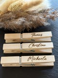 Clothespins name name plate personalized name place card guest gift with engraving product logo