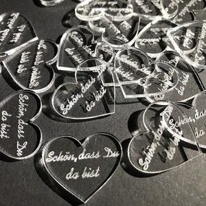 Confezione da 25 decorazioni sparse, decorazioni da tavola cuore in plexi, che bello che ci sei, decorazioni per matrimonio
