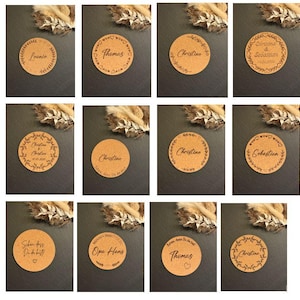 Sottobicchiere in sughero con nome personalizzato, segnaposto, regalo per gli ospiti, sottobicchiere per bevande, matrimonio/compleanno/celebrazione, vari motivi
