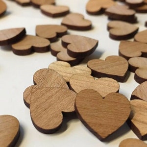 100 décorations dispersées décorations de table coeur en bois coeurs décoratifs de mariage naturels pièces dispersées MINI taille env. 13 mm foncé image 2