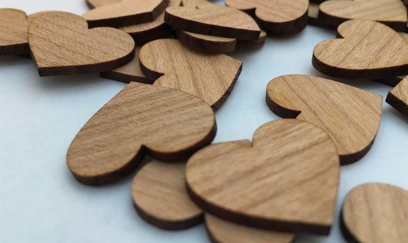 50 scattered wooden heart table decorations natural wedding decorative hearts scattered parts straight 2 cm 3 cm 4 cm image 4