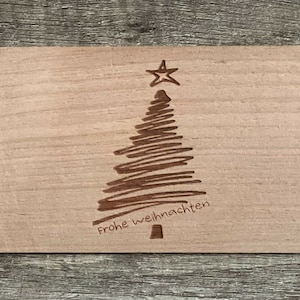 GrußKarte aus Holz Geschenk Karte Weihnachtskarte Frohe Weihnachten Baum Holzkarte