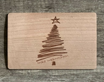 Greeting Card Wooden Gift Card Christmas Card Merry Christmas Tree Wooden Card