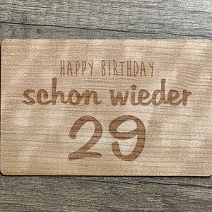 Carte de vœux en bois carte-cadeau carte-cadeau du 30e anniversaire - carte du 29e anniversaire à nouveau carte en bois durable