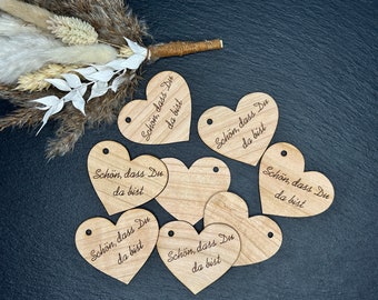 Wooden pendant sign gift tag Nice that you are here heart guest gift pendant heart shape