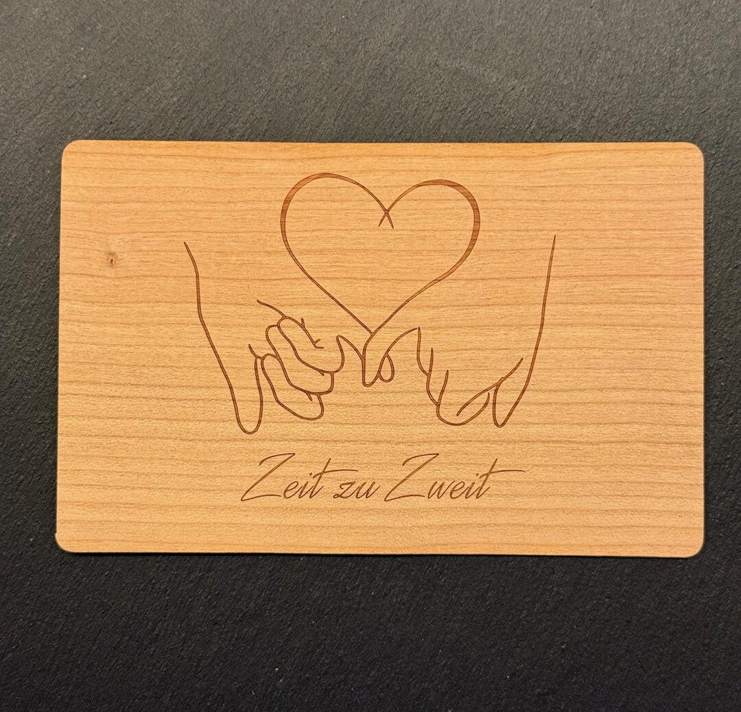 POSTKARTE Aus Holz „GLÜCK IST ZEIT“ – Handgefertigt In Deutschland, DIN A6, 4 Mm Stark