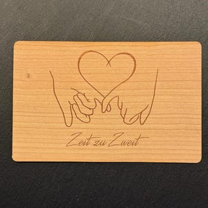 Grußkarte aus Holz Geschenk Karte " Zeit zu Zweit " Geschenkkarte Liebe Love
