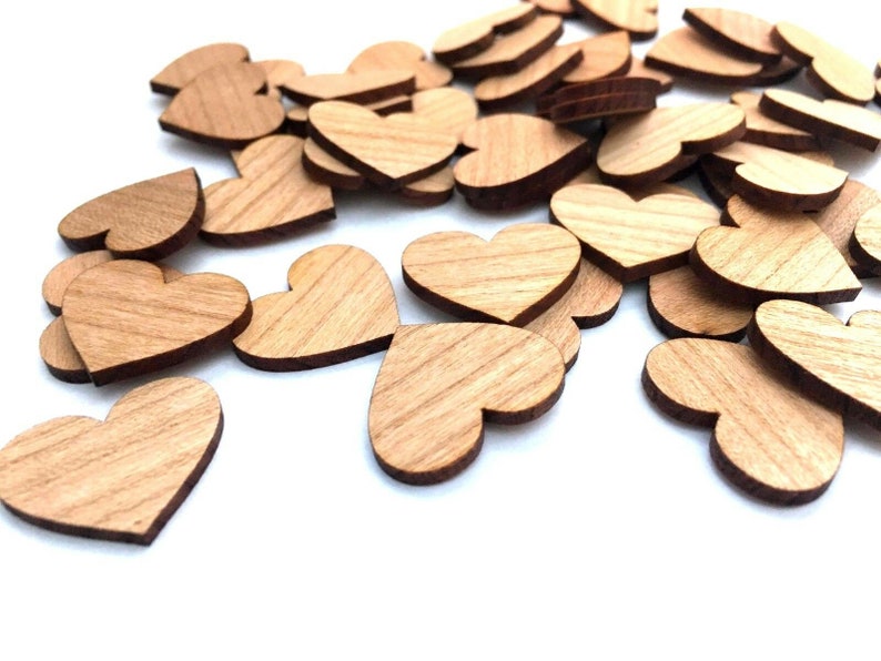50 scattered wooden heart table decorations natural wedding decorative hearts scattered parts straight 2 cm 3 cm 4 cm image 1