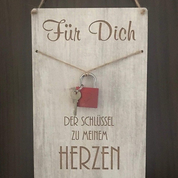 Türschild Dekoschild Shabby Retro Schild Liebesschloss Valentin Für Dich Liebe Schloss LOVE