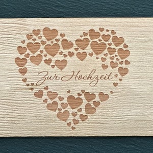 Grußkarte aus Holz Geschenk Karte Geschenkkarte Herz zur Hochzeit Hochzeitskarte Karte nachhaltig Holzkarte Glückwunschkarte