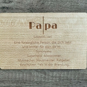 Grußkarte aus Holz Geschenk Karte Geschenkkarte Definition Papa Vatertag Vater