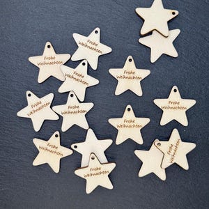 5 cm Wooden Pendant Sign Gift Tag Merry Christmas Star Gift 10 Pieces Light