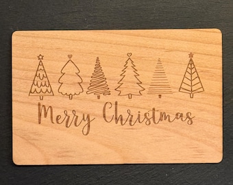 GrußKarte aus Holz Geschenk Karte Weihnachtskarte Holz Geschenk Karte Weihnachtskarte Merry Christmas Bäume Holzkarte Weihnachtskarte
