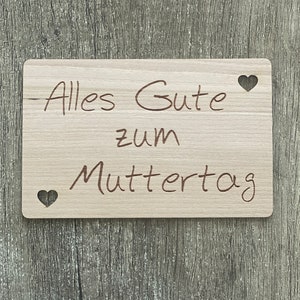 Biglietto di auguri in legno, biglietto regalo, biglietto regalo per la festa della mamma, mamma, mamma, felice festa della mamma