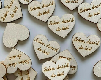 50 verspreide decoraties houten hart tafeldecoraties Schee,dass’d do bis decoratieve harten Beierse decoratie 2 cm of 3 cm