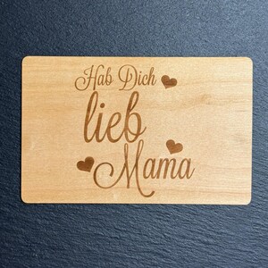 Grußkarte aus Holz Geschenk Karte Geschenkkarte Holzkarte Für die beste Mama Hab dich lieb Mama Muttertag Mutti