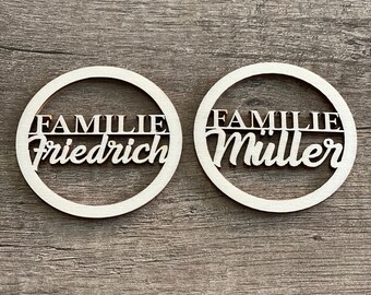 Türschild Deko Schild Türkranz Fensterbild Loop Familie Familien Name 20 cm personalisierter Loop Kreis Dekoschild