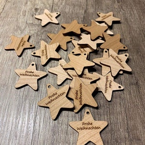 5 cm Wooden Pendant Sign Gift Tag Merry Christmas Star Gift 10 Pieces