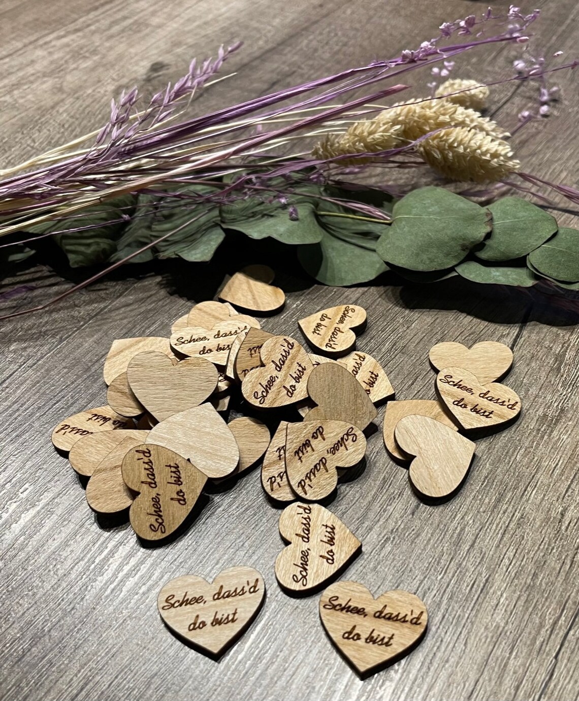 Valentinstag Herzen 50 Streudeko Holz Herz Tischdeko Schön, Dass Du Da Bist Streudeko Hochzeit