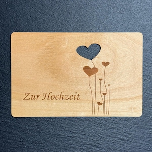 Greeting card wood gift card gift card for wedding wedding card sustainable wooden card congratulations card wood