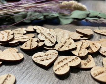 50 scattered decorations wooden heart table decorations Nice that you are here decorative hearts scattered parts