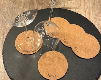 Kork Bierdeckel personalisiert mit Namen Untersetzer Platzkarte Gastgeschenk Getränkeuntersetzer