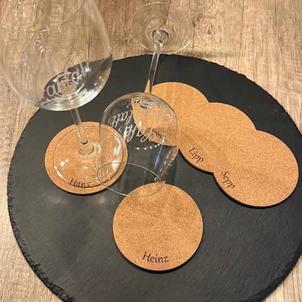 Kork Bierdeckel personalisiert mit Namen Untersetzer Platzkarte Gastgeschenk Getränkeuntersetzer