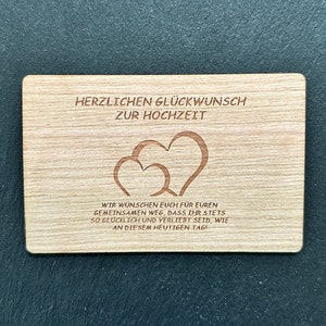 Grußkarte aus Holz Geschenk Karte Geschenkkarte Herzlichen Glückwunsch zur Hochzeit Hochzeitskarte nachhaltig Holzkarte Glückwunschkarte