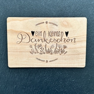 Tarjeta de felicitación de madera Tarjeta de agradecimiento Pequeño obsequio de agradecimiento Tarjeta regalo sostenible
