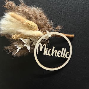 Petits anneaux à boucles avec plaque nominative personnalisée avec nom, carte de lieu, cadeau d'invité, pendentif d'étiquette