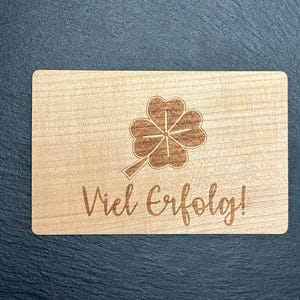Grußkarte aus Holz Geschenk Karte Geschenkkarte Viel Erfolg Glück Karte nachhaltig Holzkarte Glückwunschkarte