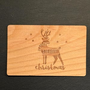 Carte de vœux en bois Carte cadeau Carte de Noël Carte cadeau en bois Carte de Noël Joyeux Noël Renne Carte en bois Carte de Noël