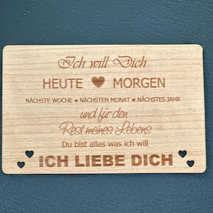 Grußkarte aus Holz Geschenk Karte " Ich liebe Dich " Geschenkkarte Liebe Love