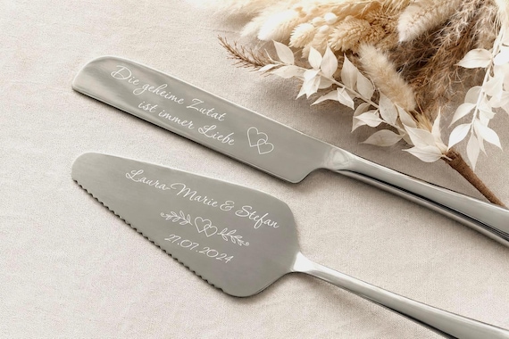 Personalisierter Tortenheber und Messer SET mit Gravur Tortenschaufel Hochzeit Wedding Tortenheber Edelstahl Geschenkidee Hochzeitsgeschenk