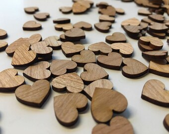 100 scattered decorations wooden heart table decorations natural wedding decorative hearts scattered parts MINI (size approx. 13 mm) dark