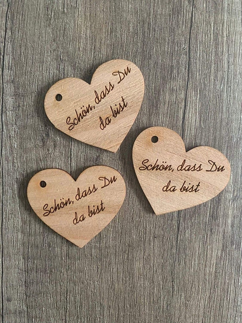 Wooden pendant tag gift tag Nice that you are here heart guest guest gift pendant heart shape image 1