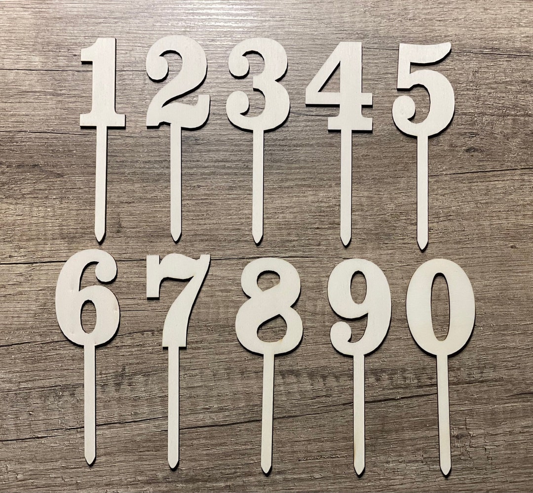 CAKE TOPPER NUMBERS Made of Wood Cake Topper Number Birthday Cake ...