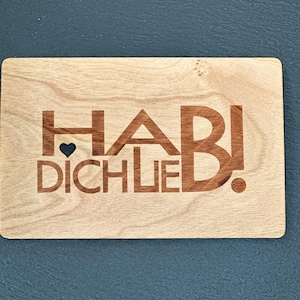 Grußkarte aus Holz Geschenk Karte Hab Dich lieb HDL Holzkarte Geschenkkarte Liebe Love nachhaltig