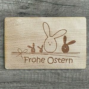 Grußkarte aus Holz Geschenk Karte Geschenkkarte Frohe Ostern Osterhase Hasen nachhaltig