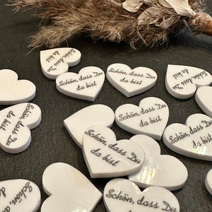 Confezione da 25 decorazioni sparse, plexiglass, vetro acrilico, decorazioni da tavola a cuore, bello che tu sia qui, decorazioni matrimonio, parti sparse, bianco