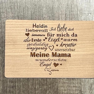 Greeting Card Made of Wood Gift Card Gift Card Wooden Card Heart My Mom Mother&#39;s Day Mother