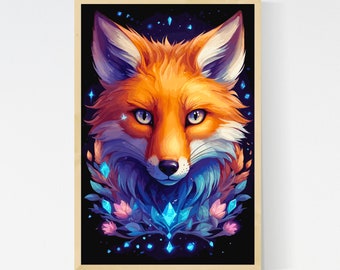 Decoración de arte de pared imprimible de Fox, arte de zorro animal, arte de la pared del vivero, arte del zorro, arte del vivero del bosque, impresión del zorro de la acuarela, impresión digital del zorro